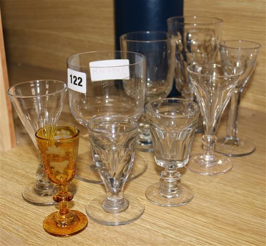 Nine antique drinking glasses